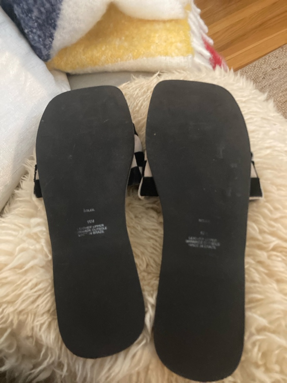 l*space Black & Beige Checkerboard Slide Mules - Picture 3 of 5
